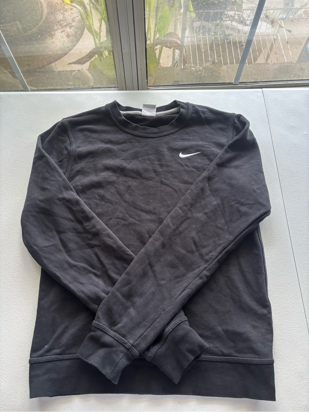 Nike Black Men's Crew Sweatshirt with White Swoosh